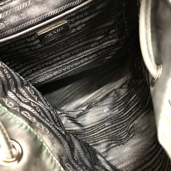 PRADA BZ0032 Triangle logo bag Backpack Leather gray/SilverHardware - Picture 7 of 9